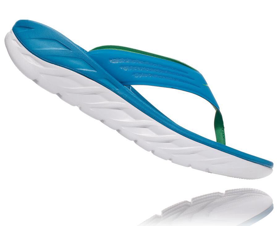 Hoka One One Sandale Panske Modre/Biele - ORA Recovery Flip - 25869-CETP